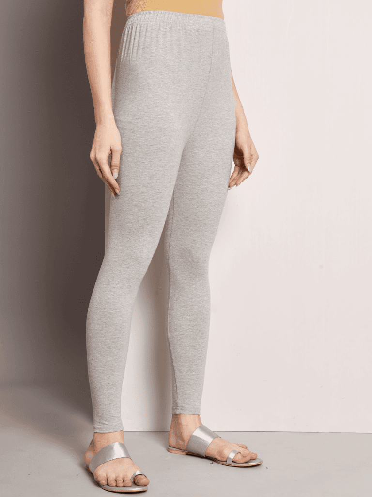 SOFT COLORS Women's Skinny Fit Ethnic Wear Ankle Length Leggings (Light Grey ) view 7