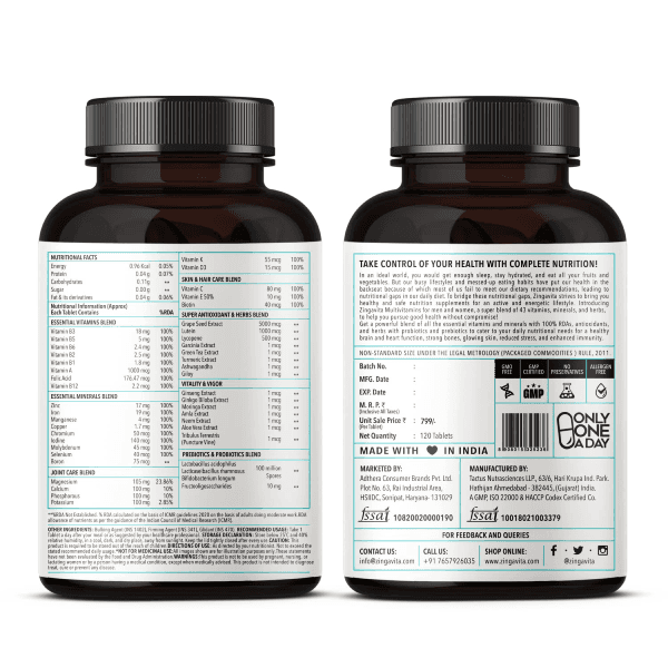 Zingavita Multi Vitamins with Probiotics & Prebiotics 120 Tablets view 2