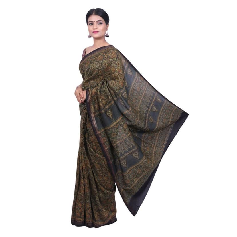 HANDLOOM CHANDERI SAREE- MERCERISED(COTTON+SILK MIX) WITH BLOUSE (SKU - 3I0120030422 SAREE- 95) view 2
