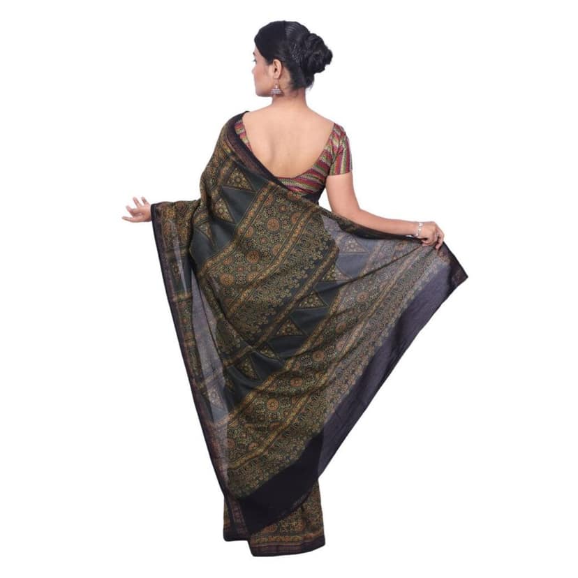HANDLOOM CHANDERI SAREE- MERCERISED(COTTON+SILK MIX) WITH BLOUSE (SKU - 3I0120030422 SAREE- 95) view 3