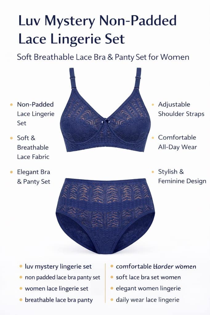 Luv Mystery Honeymoon Lace Lingerie Set for Women | Non-Padded Soft Romantic Bra & Panty Set | Elegant Bridal Nightwear Innerwear view 4