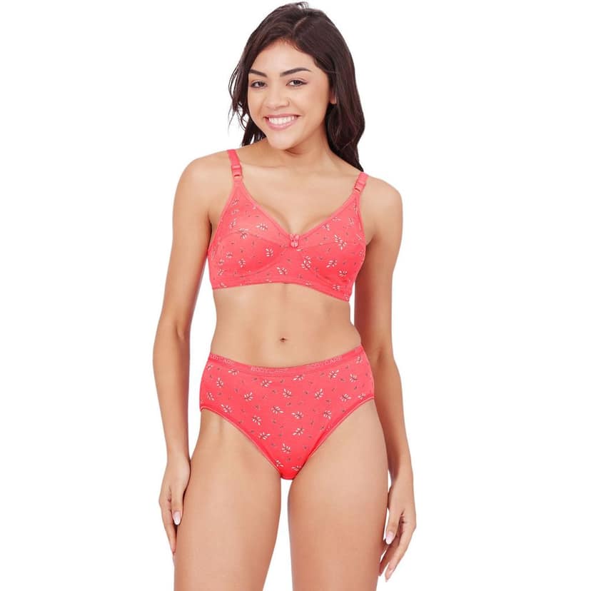 Bodycare Women's Assorted Prints Combed Cotton Bra & Panty Set 6450C