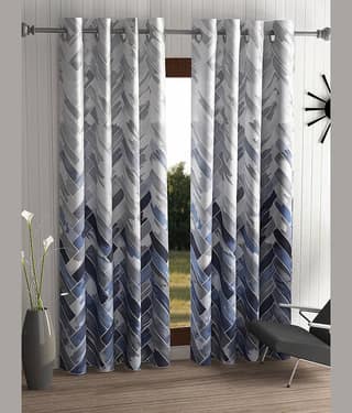 Home Sizzler Set of 2 Long Door Semi-Transparent Eyelet Polyester Grey Curtains ( 274 x 116 cm )