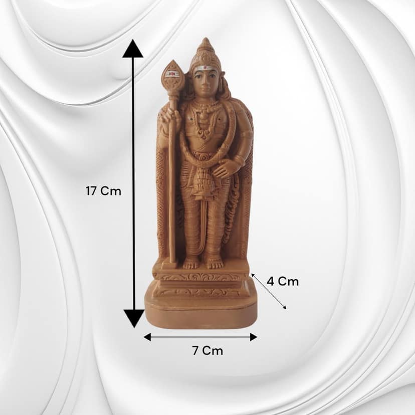 AMS Murugan Idol for Pooja Room | 17 cm Resin Brown Subramanya Swamy Statue | Hindu God Kartikeya Figurine for Home Temple Decor & Spiritual Gift view 2