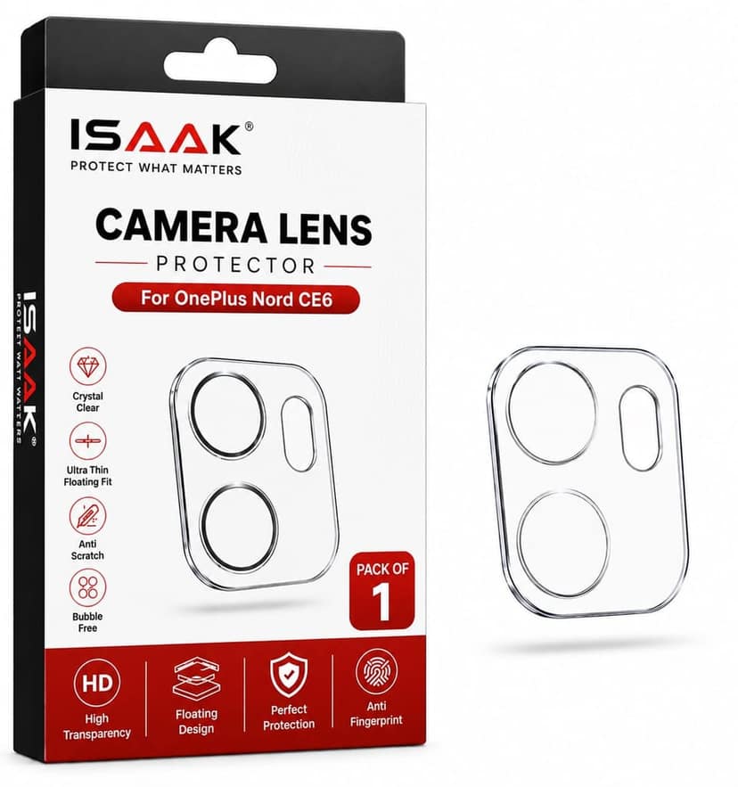 ISAAK Back Camera Lens Protector compatible for OnePlus Nord CE6 (Pack of 1)