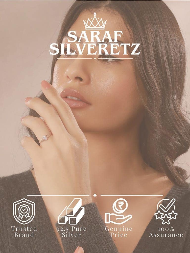 925 Sterling Silver Rose Gold Plated AD Studded Minimal Crown Finger Ring view 6