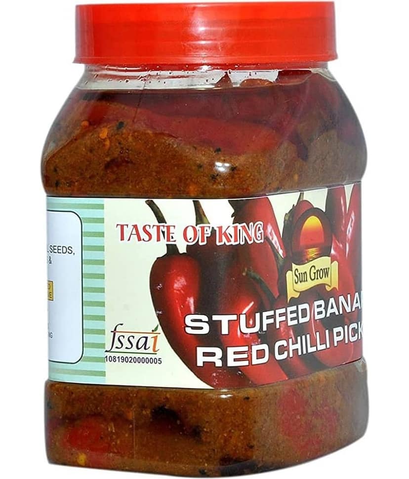 Sun Grow Organic Royal Stuffed Banarasi Red Chilli Pickle Achaar (Taste of Banaras) Pickle 1 kg view 2
