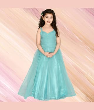 Arshia Fashions Net Gown For Girls ( Pack of 1 , Blue )