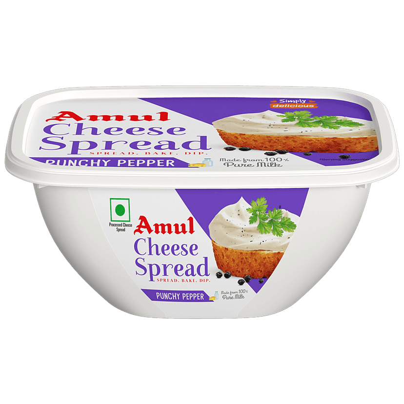 Amul Processed Cheese Spread - Punchy Pepper, Made From 100% Pure Milk, 200 G Tub view 2