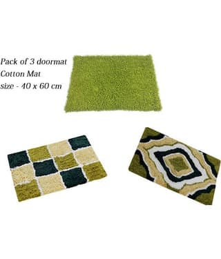 Aazeem Antiskid Cotton Door Mat ( 60 X 40 cm ) Set of 3 Black