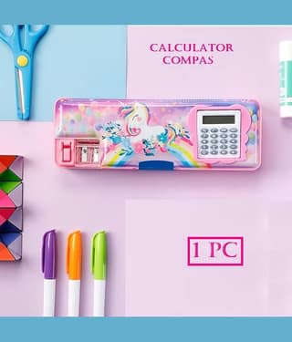 calculator compass for Girls & Boys Pencil Case Cool School Supplies Back to School Gift Birthday Present for Kids Teens