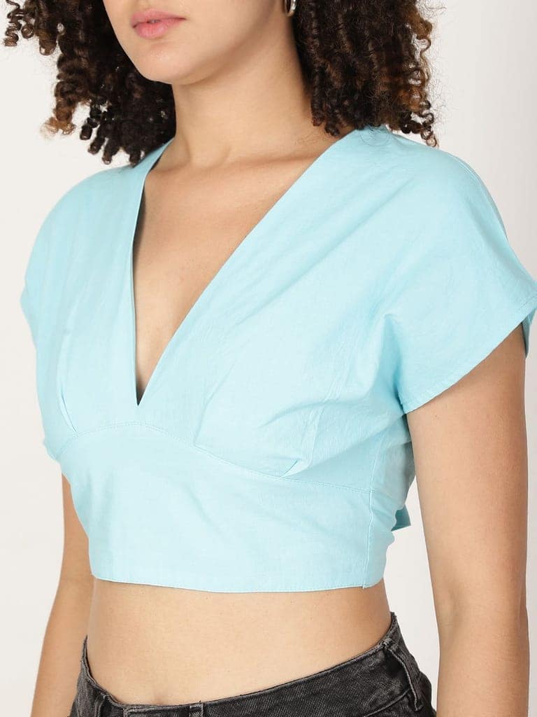 Women Pure Cotton Crop Top With Styled Back Knot view 5