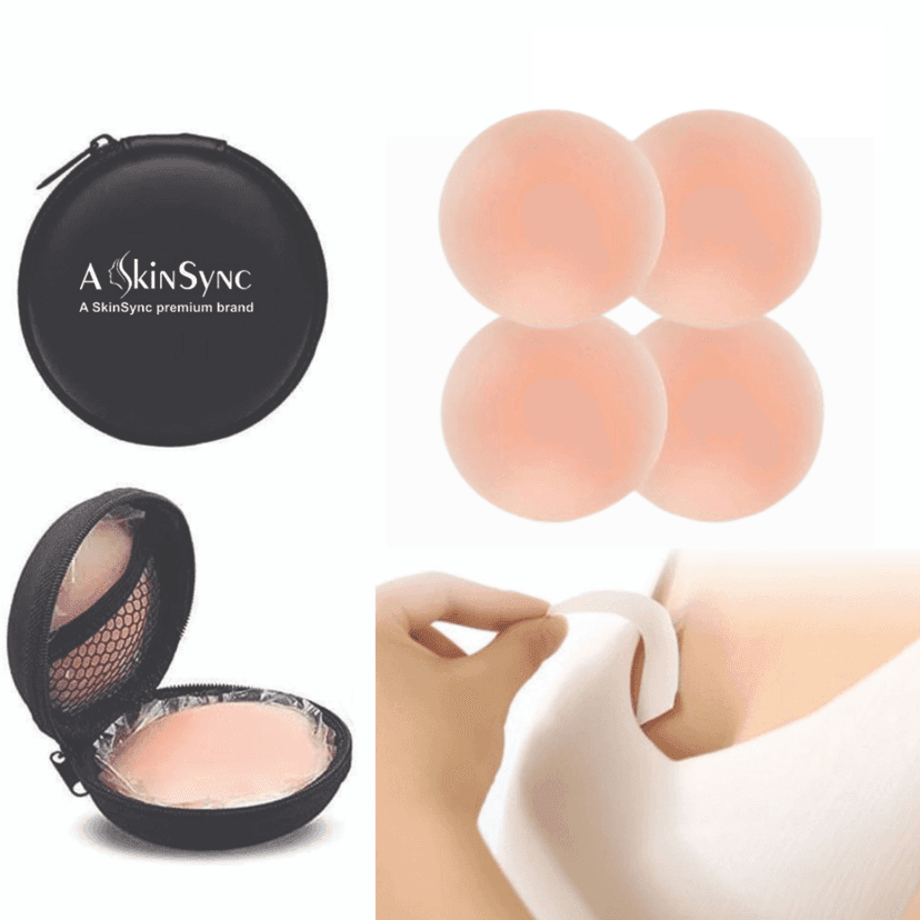 A SkinSync Silicone Nipple Covers 10 Times Reusable for Women (2 Pair) with Double Sided Tape 36 Pieces, Fashion Clothing Accessory view 2