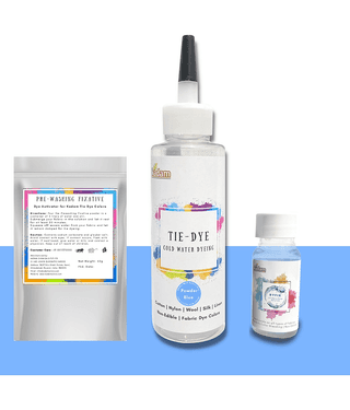 Kadam Tie Dye Powder Blue, Cold Water Fabric Dye Color, 100mL Bottle with Prewashing Fixative mini and Free Kadam DyFix mini bottle