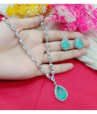 Ladymania Teal Alloy Necklace Set ( Pack of 1 )