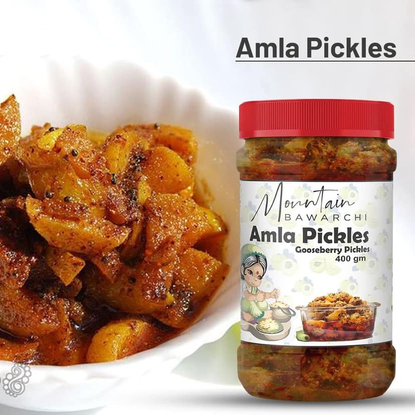 Mountain Bawarchi Amla Pickle | Homemade Amla ka Achar | Gooseberry Pickle in fresh form Ready to Eat (400g) view 4