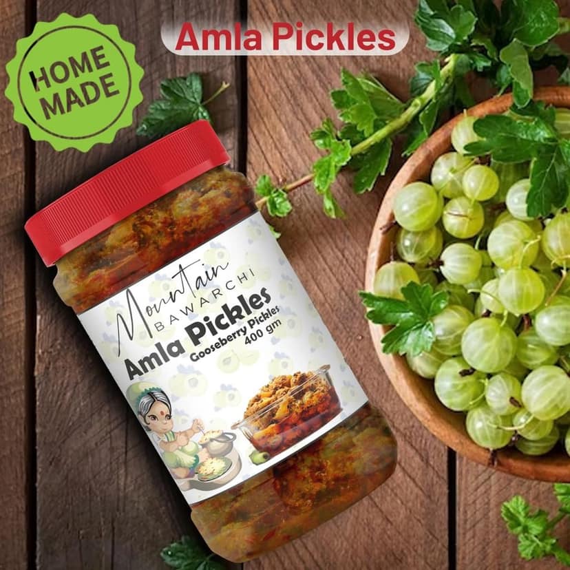 Mountain Bawarchi Amla Pickle | Homemade Amla ka Achar | Gooseberry Pickle in fresh form Ready to Eat (400g) view 6