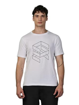 Cotton White Geoblock T-Shirt