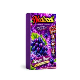 Nediozett Grapes Flavor Crystal Condom For Long Last Action Silicone Reusable Condom Extra Dotted 5 inch (Pack of 2)