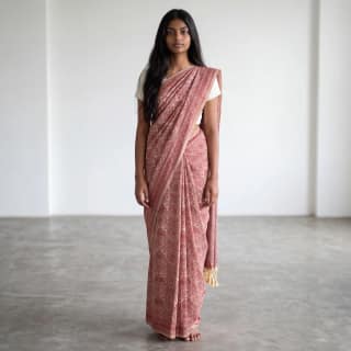 Pattachitra Cotton Saree Cream Maroon Wheel Medallion