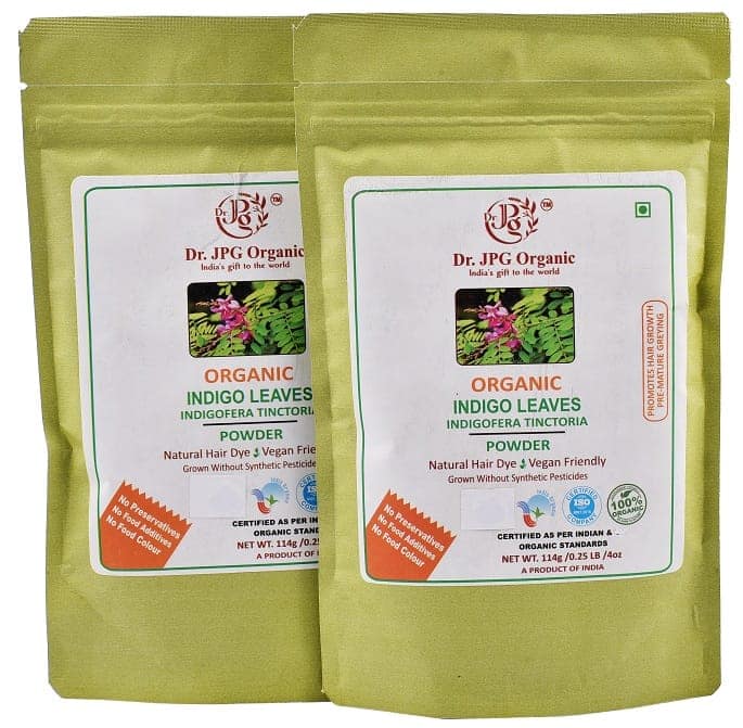 Dr. JPG Organic Herbals Indigo Leaves Powder | India Organic Certified | 114g Pack of 2 | Herbal Supplement