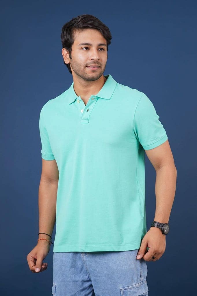 Men's Mint Solid Polo T-Shirt view 2