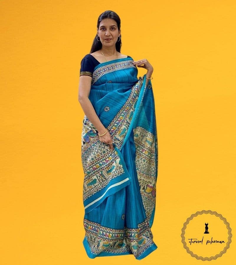 Art Silk Saree with Tribal Print Art at Best Price