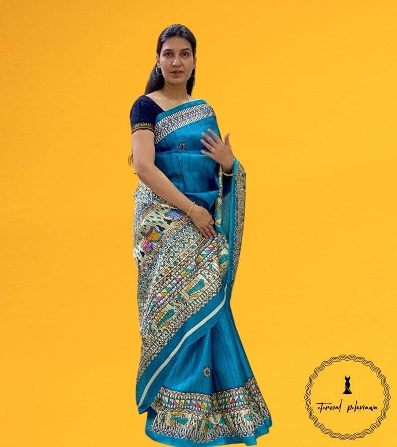 Art Silk Saree with Tribal Print Art at Best Price view 3