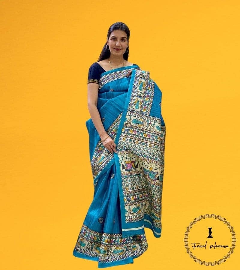 Art Silk Saree with Tribal Print Art at Best Price view 4