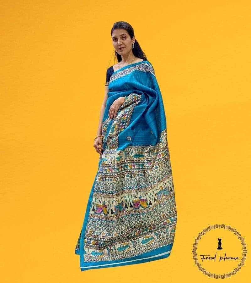 Art Silk Saree with Tribal Print Art at Best Price view 5