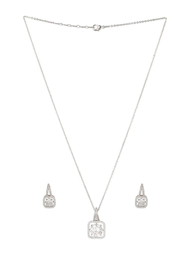 Silver Plated Solitaire AD Studded Minimal Design Locket Jewellery Set view 4