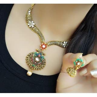 Hetprit peacock design necklace set for women