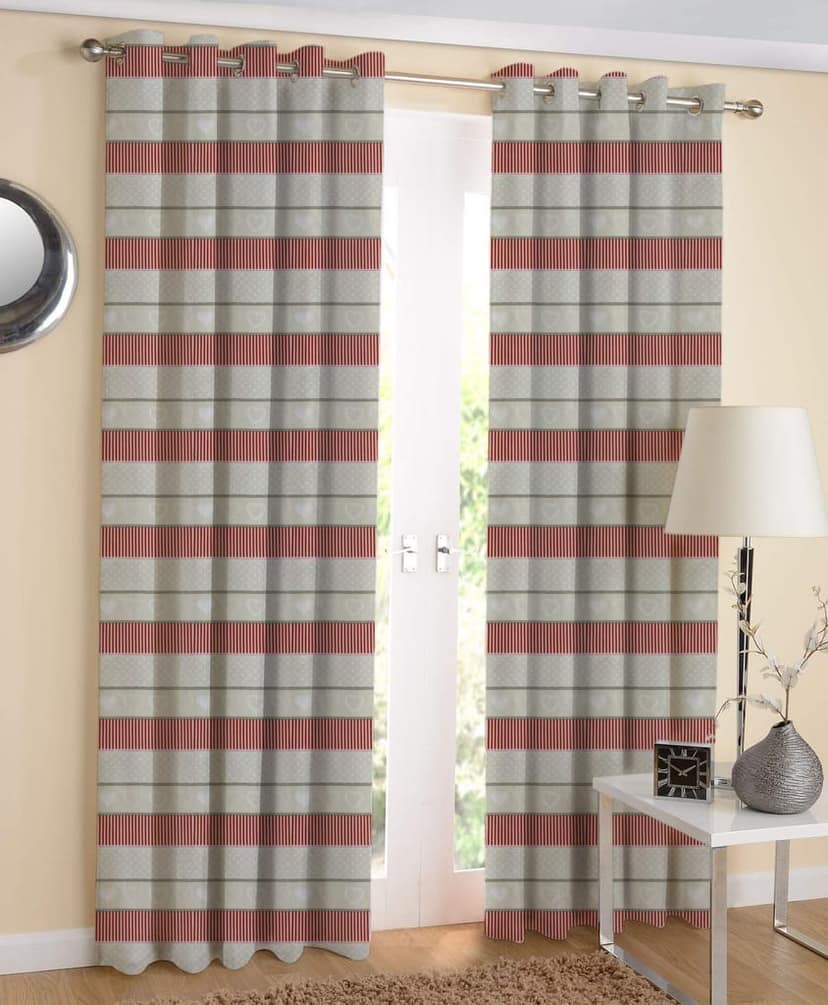 AIRWILL, 100% Cotton Eyelet Door Curtains Sized 4ft in Width and 7ft in Length, Multicolor Pack of 2 Pieces