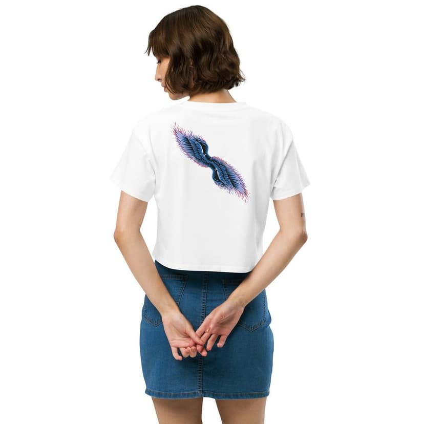 Clothikoo Classic Crop Top (white colour, Feather Print) view 4
