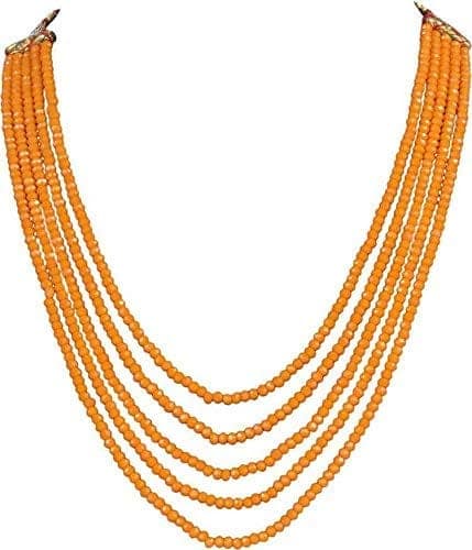 Manbhar Gems - Crystal Gemstone Beads Necklace Set for girl and Women 5 layer Mala With Stud Earring stylish mengo colour traditional Beaded Fashion jewellery view 3