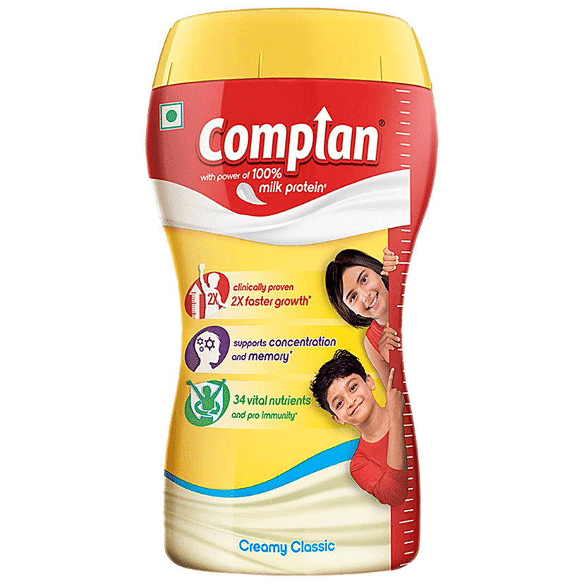 Complan Nutrition & Health Drink - 2X Faster Growth, 34 Vital Nutrients, Creamy Classic, 500 g Jar