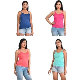 Ginash Women's Cotton Modal Slips (Multicolor, Pack of 4)