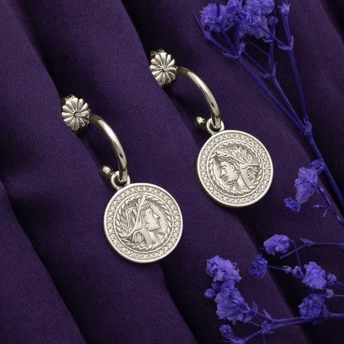 Silver Victorian Coin Earrings view 3