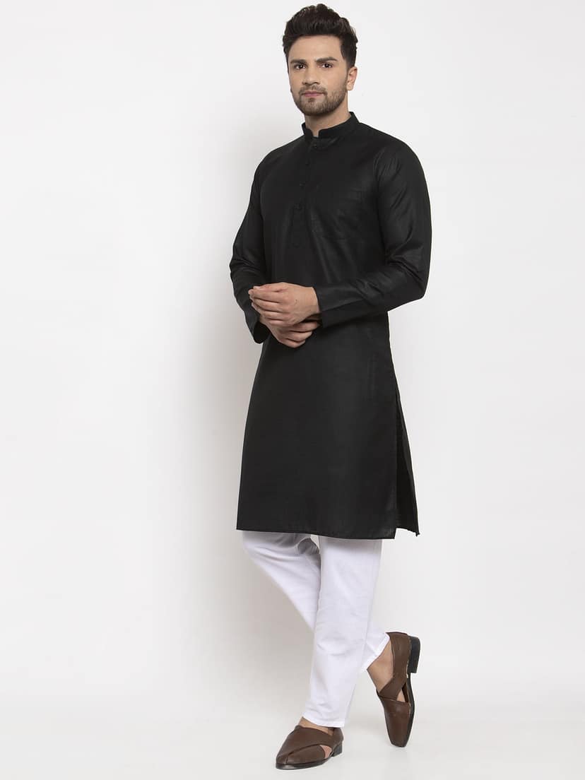 Men's Cotton Blend Solid Kurta Pyjama set view 2