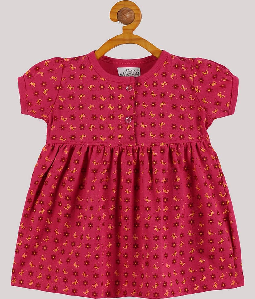 Babeezworld Pack of 1 Baby Girls Cotton Dress ( Pink )