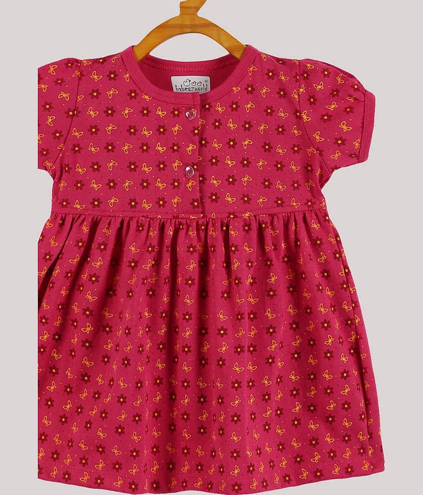 Babeezworld Pack of 1 Baby Girls Cotton Dress ( Pink ) view 2