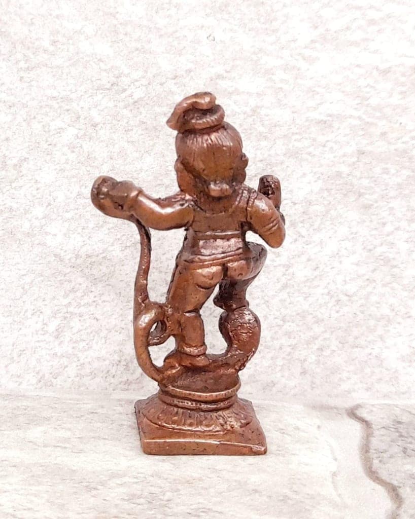 Searchers Paradise - Copper Idols Kalinganarthana Krishna ,2 inches, Copper Handmade 40 Grams, Patina Antique Finish, Pack of 1 Piece view 2