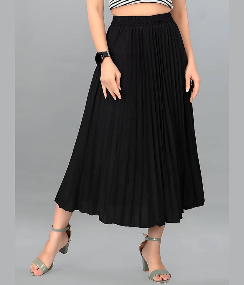 OTABU Black Rayon Women's Flared Skirt ( Pack of 1 )