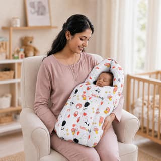 Baby Bed, Sleeping Bag & Carry Nest Cotton|3 in 1 Convertible Portable Bassinet-Nest|Unisex New Born Sleeping Bed for 0-6 Months (Panda Orange) Baby Bed, Sleeping Bag & Carry Nest Cotton|3 in 1 Convertible Portable Bassinet-Nest|Unisex New Born Sleeping