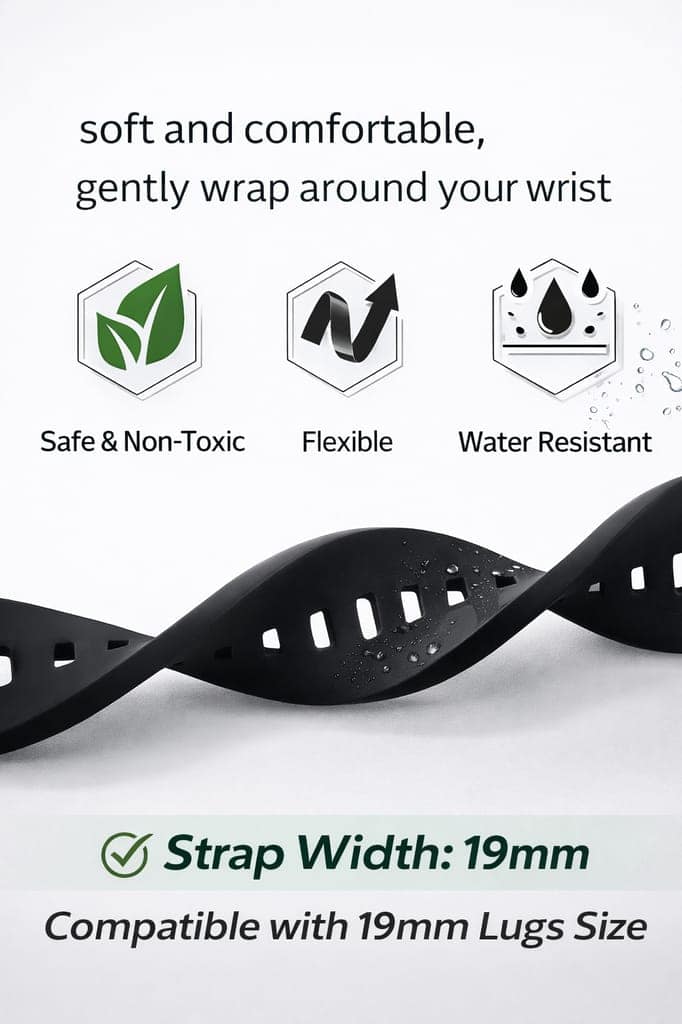 19mm Silicone Strap Compatible with Noise Colorfit Pro 2, Boat Storm Smart Watch & Watches with All 19mm Lugs view 4