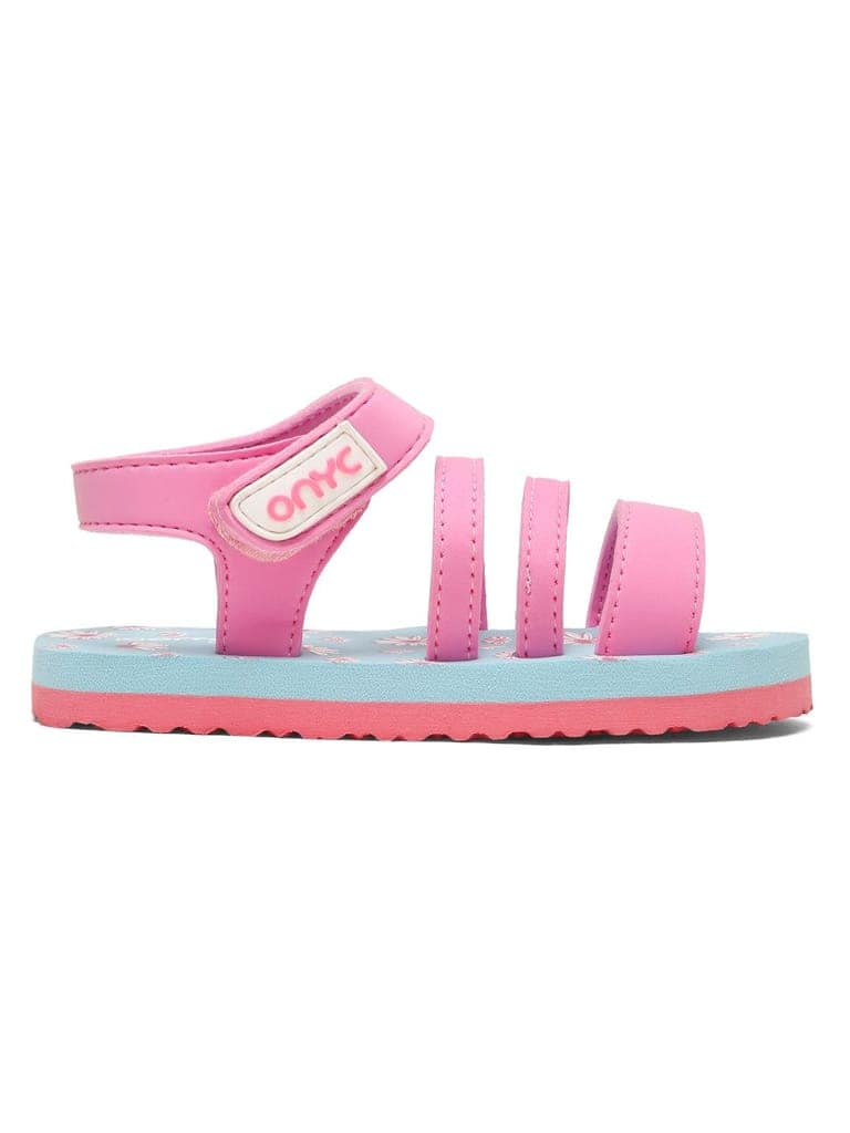 Premium Floral Sandals - Sky Blue & Pink (Girls) view 6