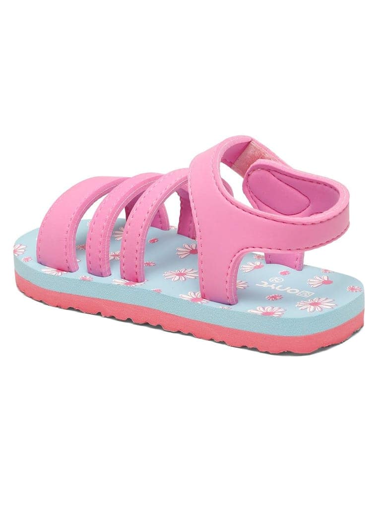 Premium Floral Sandals - Sky Blue & Pink (Girls) view 8