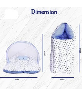 AURAPURO Baby Bed with Thick Mattress, Mosquito Net with Zip Closure & Neck Pillow, Baby Bedding for New Born, 0M+, Dino Print, Baby Sleeping Bed of 78x45x40cm Size (Multicolour)