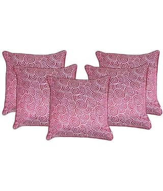 Zubix Pink & White Polyester Cushion Covers Set Of 5