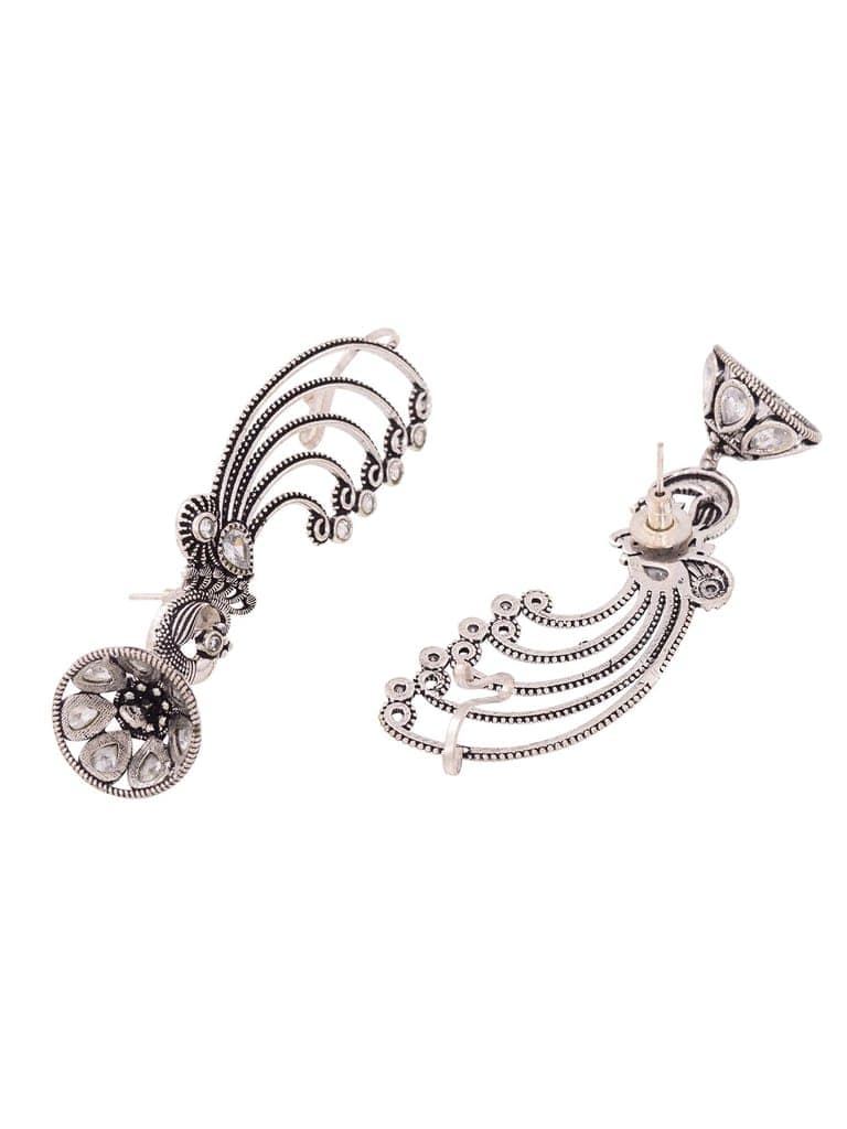 Silver Plated design Oxidised Jhumka Earrings view 6
